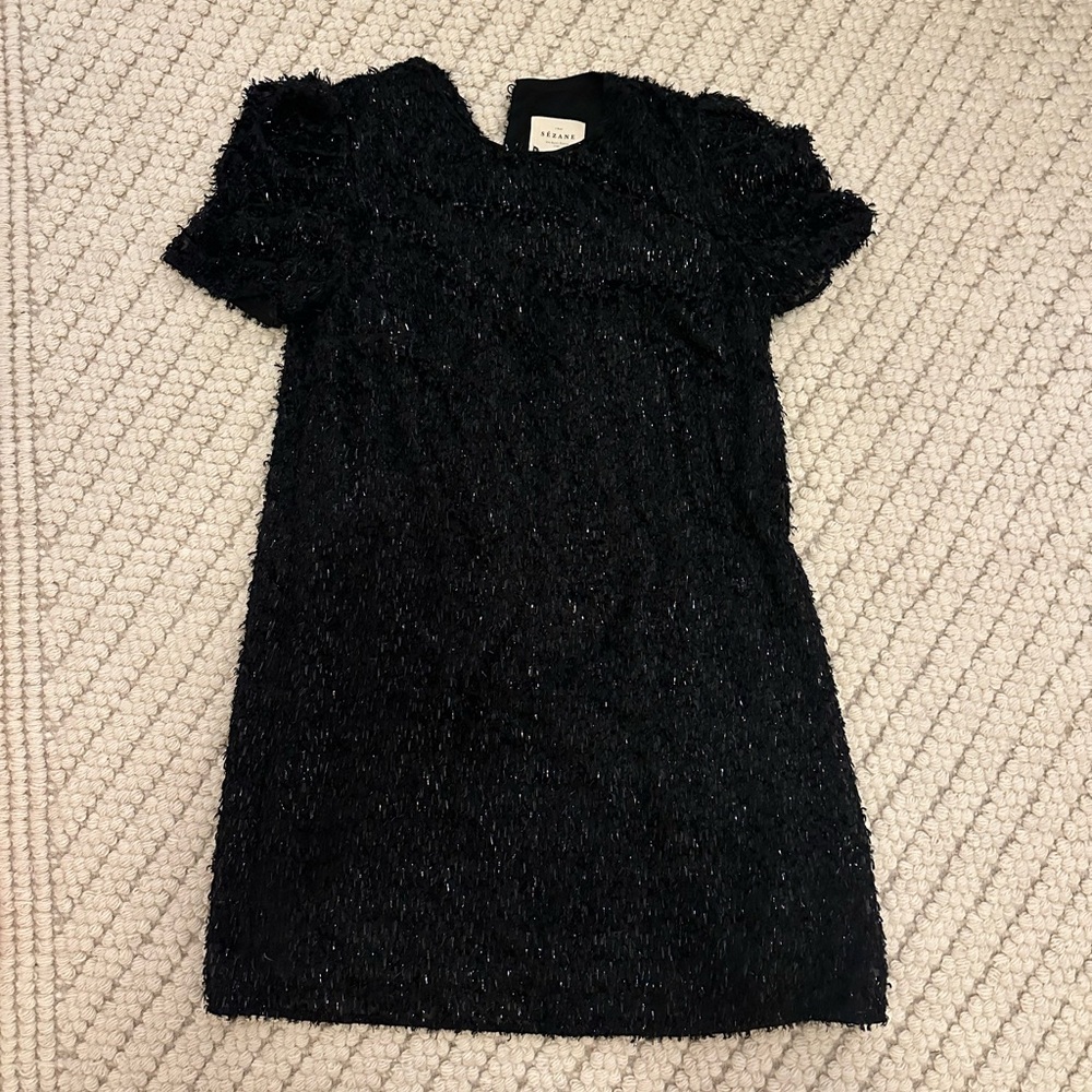 Sezane Black Textured Dress